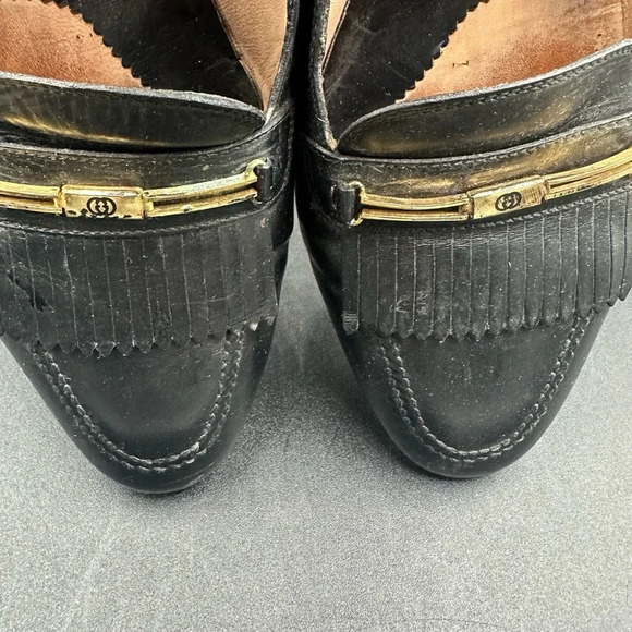 Vintage Gucci Leather Black Heels Loafers 40.5 - Picture 8 of 13
